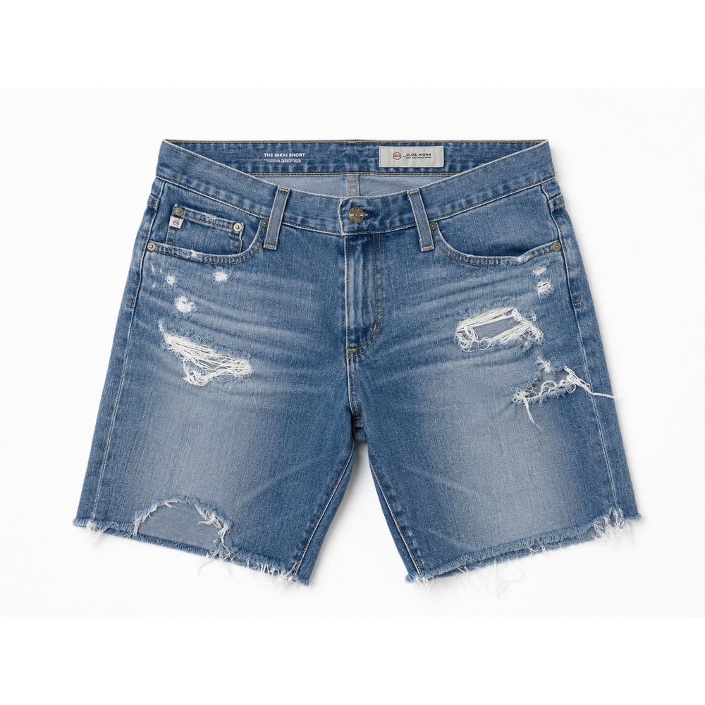 AG Adriano Goldschmied The Nikki Short Distressed Denim Cutoff Shorts Size 28R